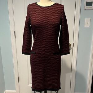 💋2/$20 Elegant Black and Burgundy Chevron sweater Dress
